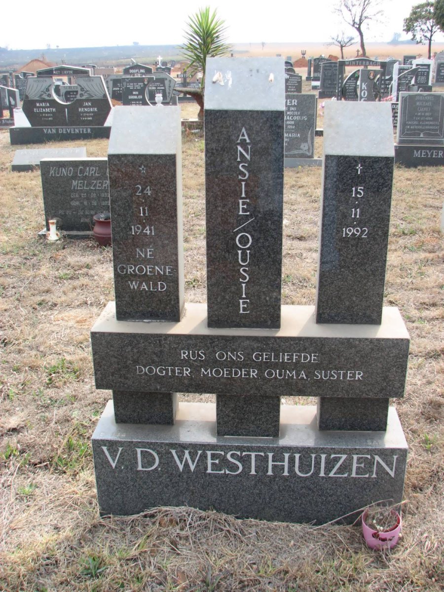 WESTHUIZEN Ansie, v.d. nee GROENEWALD 1941-1992