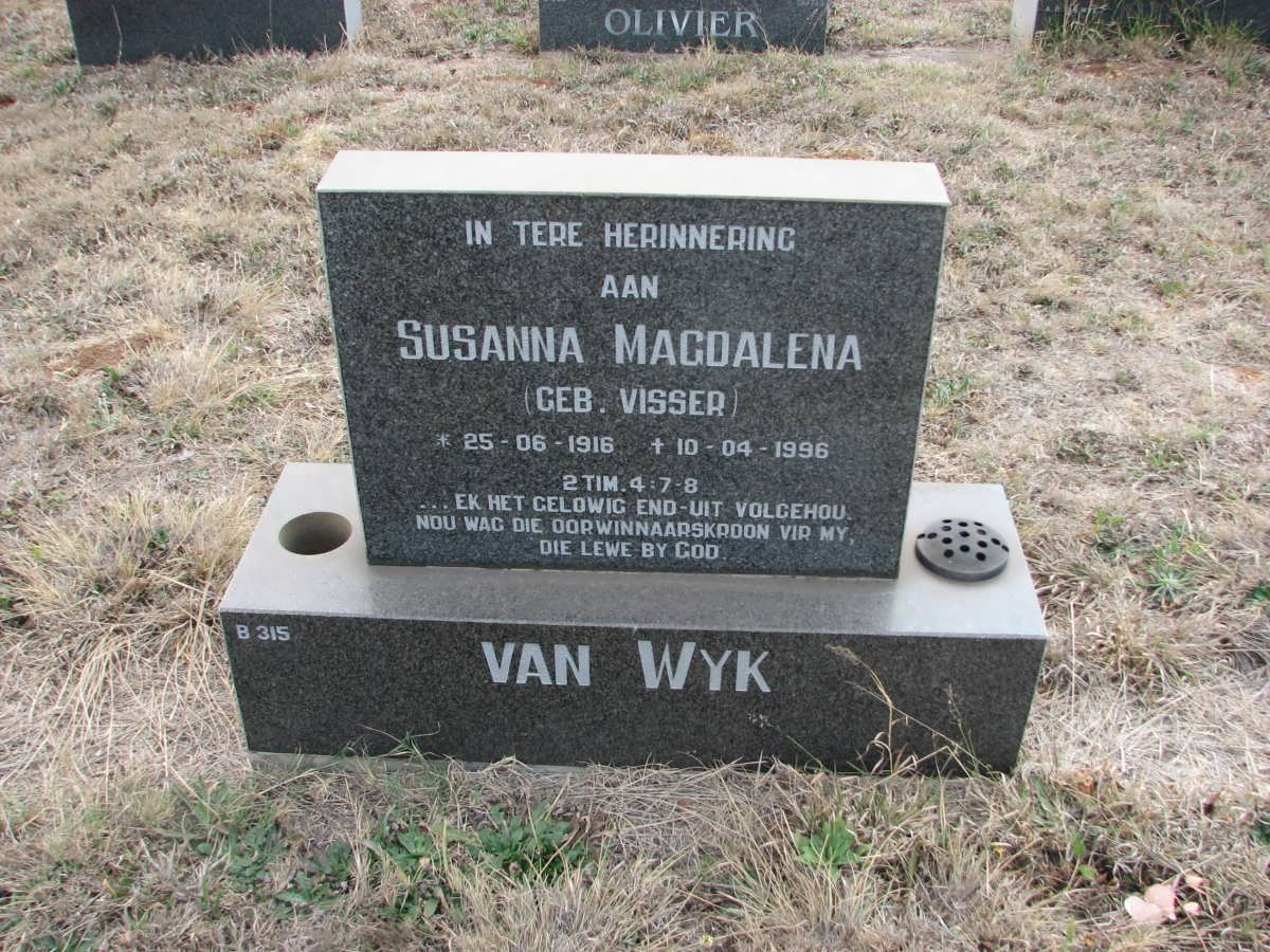 WYK Susanna Magdalena, van ,ee VISSER 1916-1996