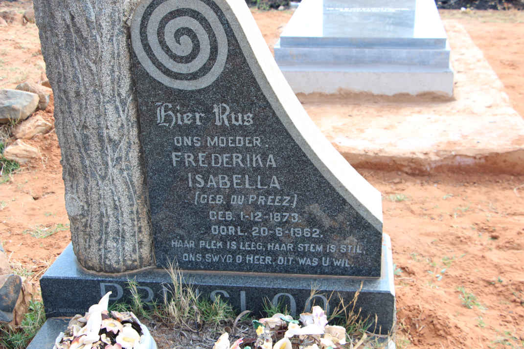 PRINSLOO Frederika Isabella nee DU PREEZ 1873-1962