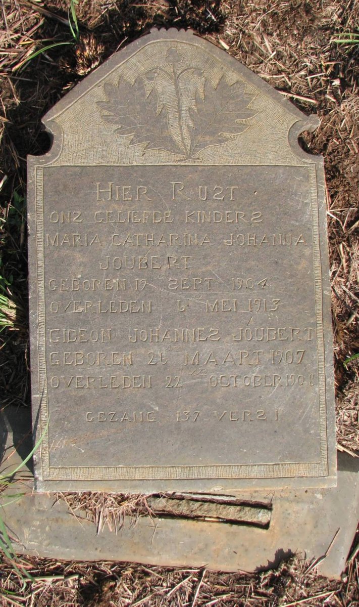 JOUBERT Maria Catharina Johanna 1904-1913 :: JOUBERT Gideon Johannes 1907-1908