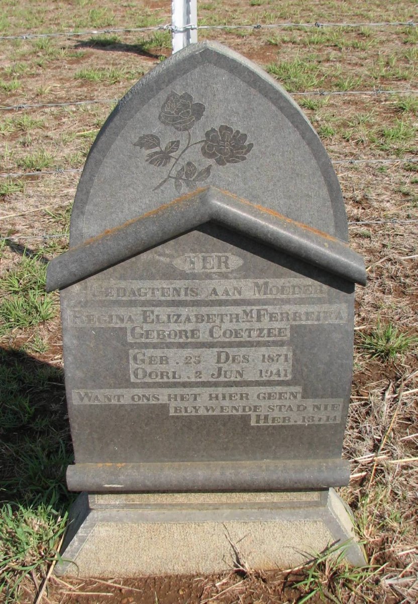 FERREIRA Regina Elizabeth M. nee COETZEE 1871-1941