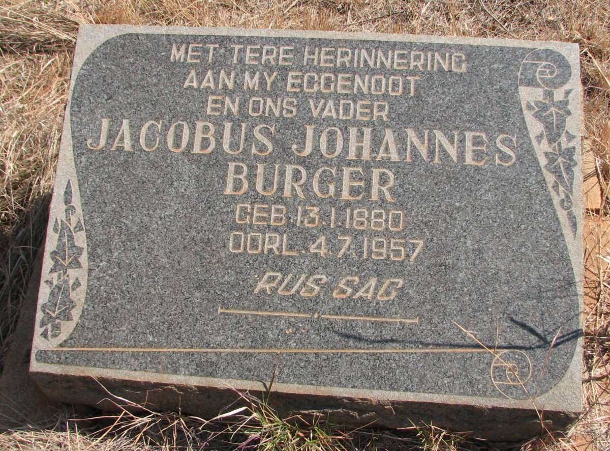 BURGER Jacobus Johannes 1880-1957