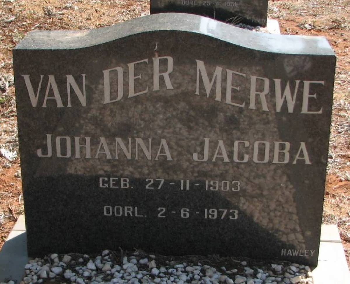 MERWE Johanna Jacoba, van der 1903-1973