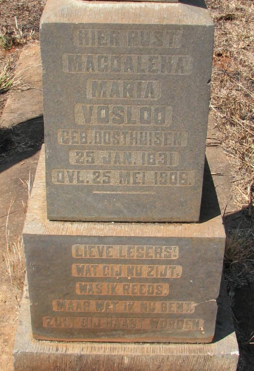 VOSLOO Magdalena Maria nee OOSTHUISEN 1831-1906