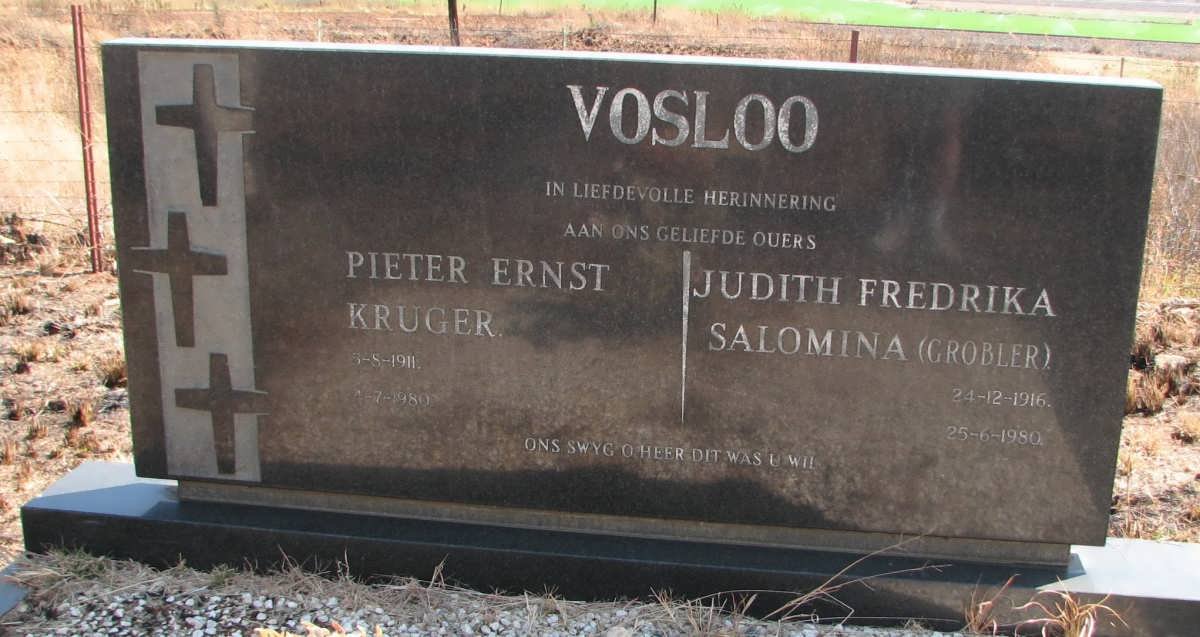 VOSLOO Pieter Ernst Kruger 1911-1980 &amp; Judith Fredrika Salomina GROBLER 1916-1980 