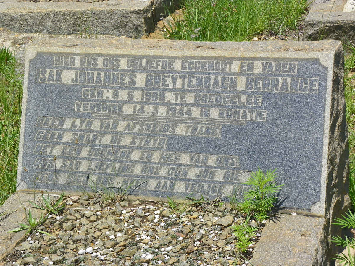 BERRANGE Isak Johannes Breytenbach 1909-1944