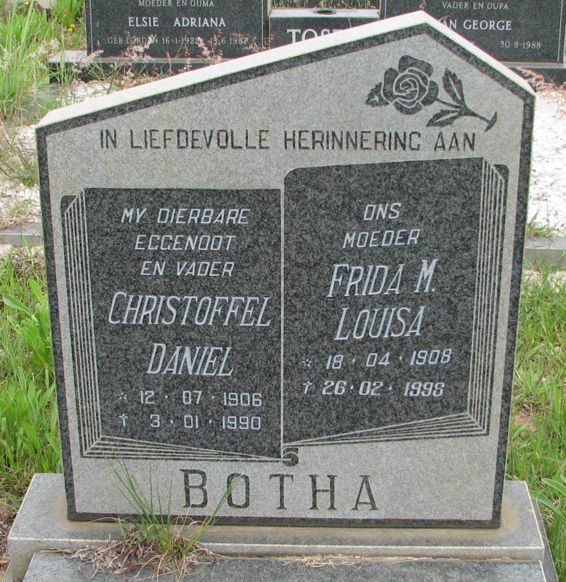 BOTHA Christoffel Daniel 1906-1990 &amp; Frida M. Louisa 1908-1998