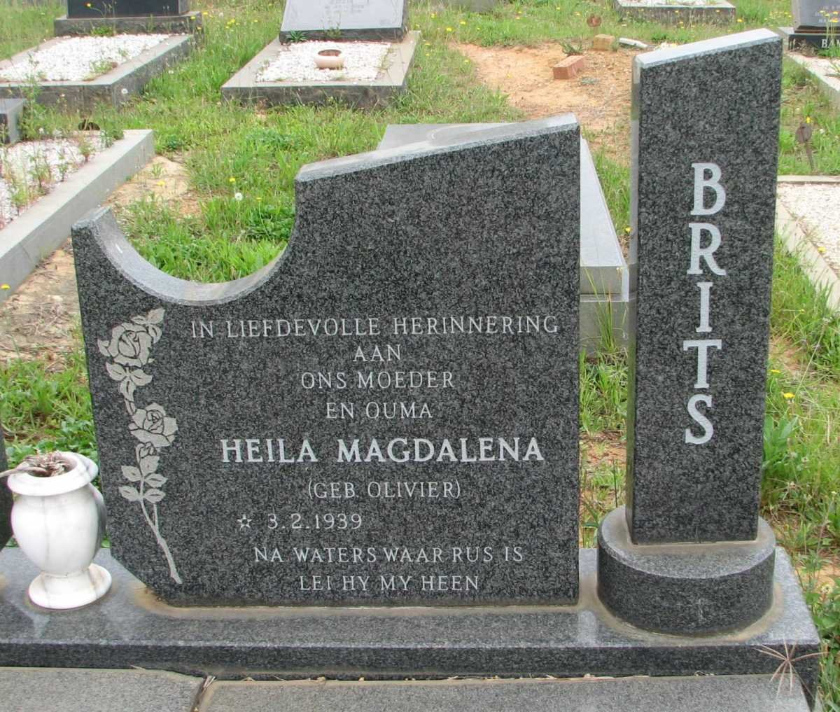 BRITS Heila Magdalena nee OLIVIER 1939-