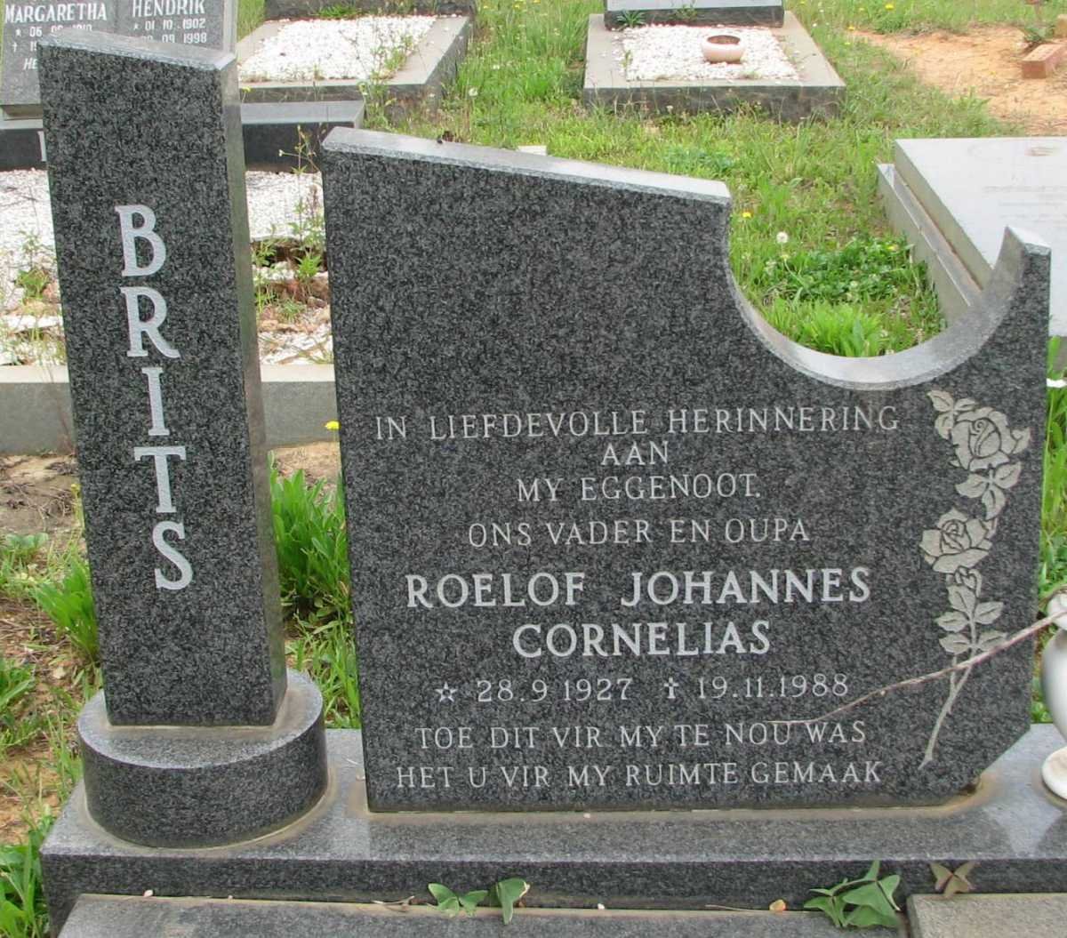 BRITS Roelof Johannes Cornelias 1927-1988