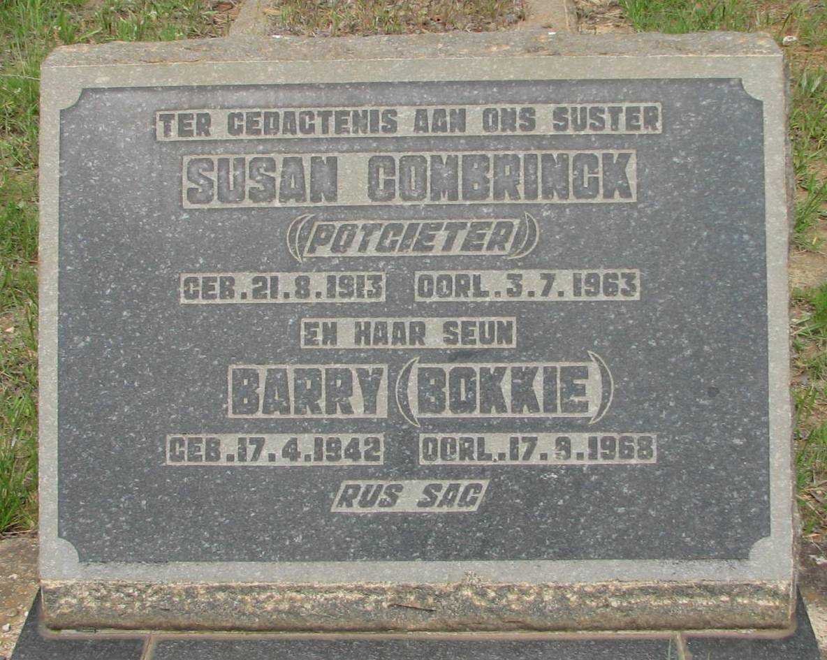 COMBRINCK Susan nee POTGIETER 1913-1963 :: COMBRINCK Barry 1942-1968