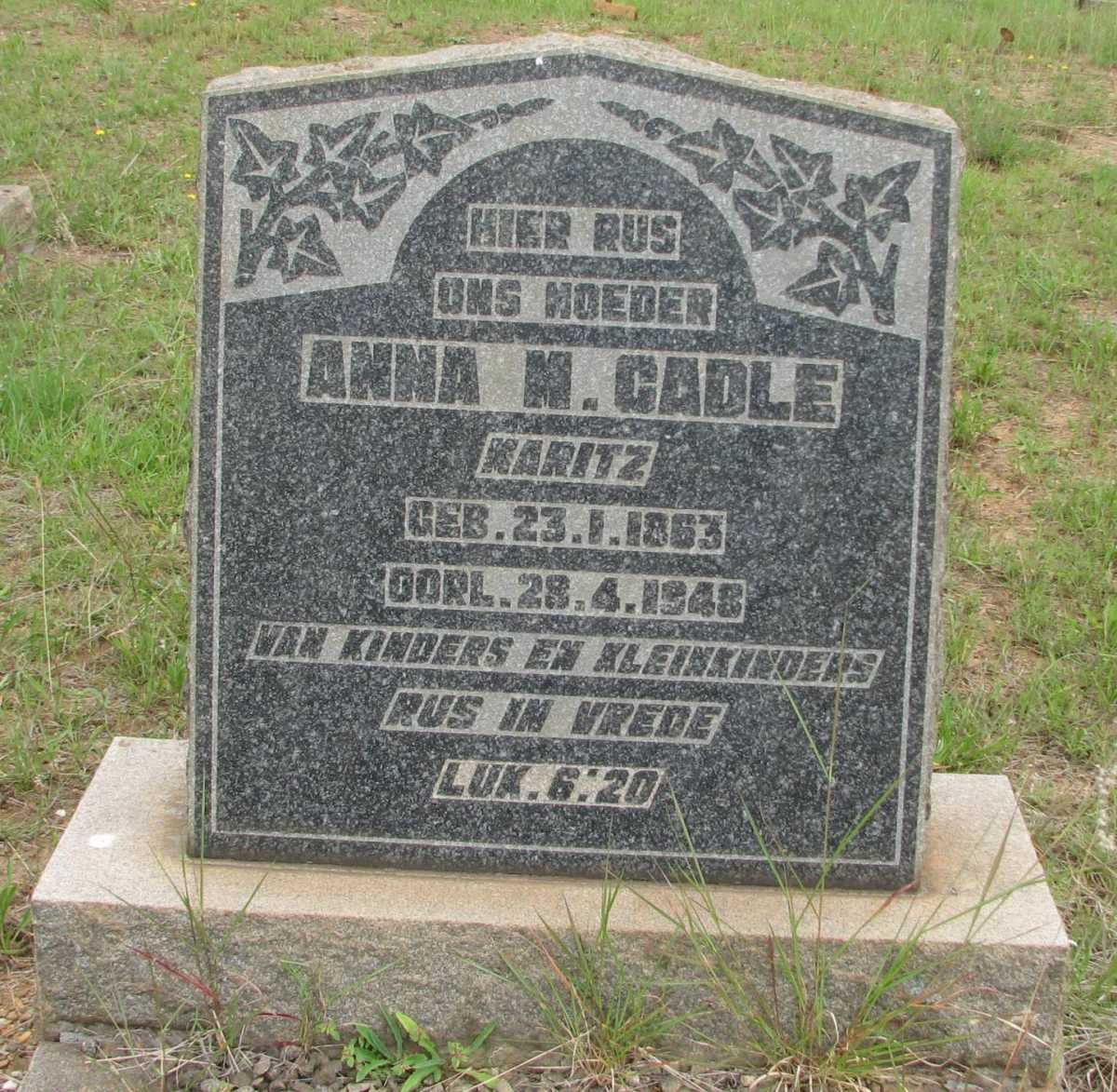 CADLE Anna M. nee MARITZ 1863-1948