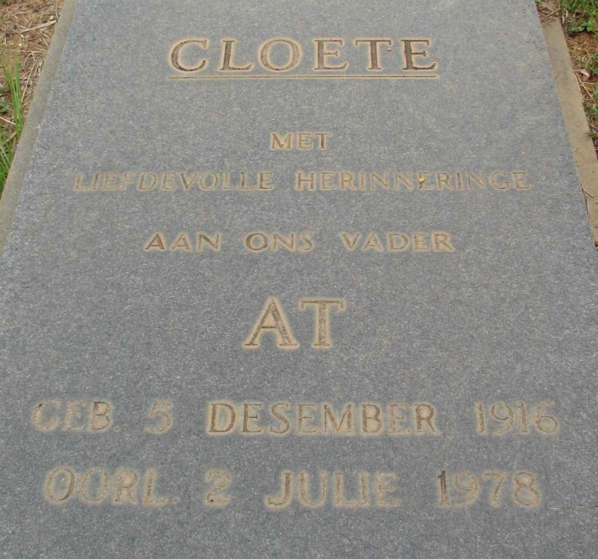 CLOETE At 1916-1978