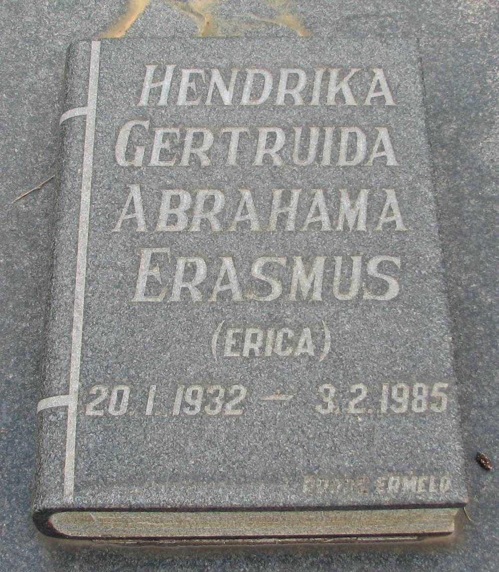 ERASMUS Hendrika Gertruida Abrahama 1932-1985