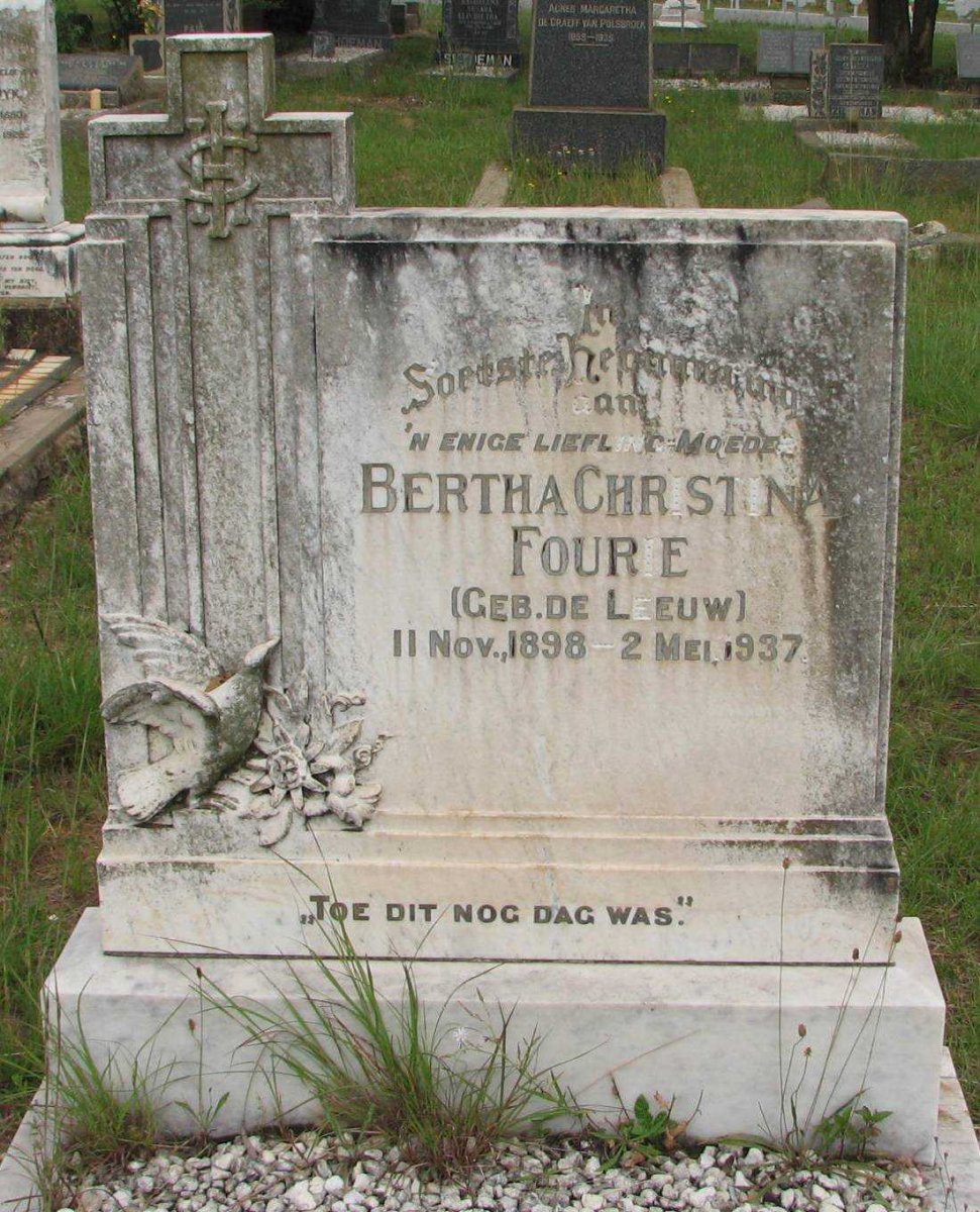 FOURIE Bertha Christina nee De LEEUW 1898-1937