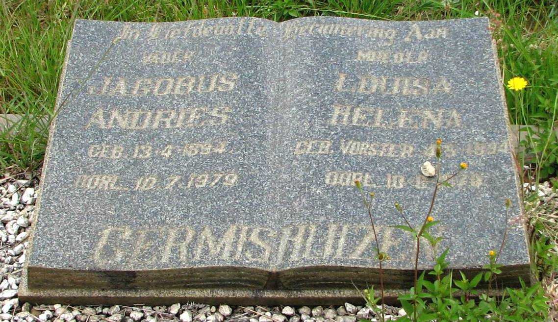 GERMISHUIZEN Jacobus Andries 1894-1979 &amp; Louisa Helena VORSTER 1894-19?