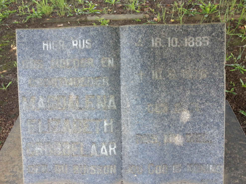 GROBBELAAR Magdalena Elizabeth nee DU BUISSON 1885-1976
