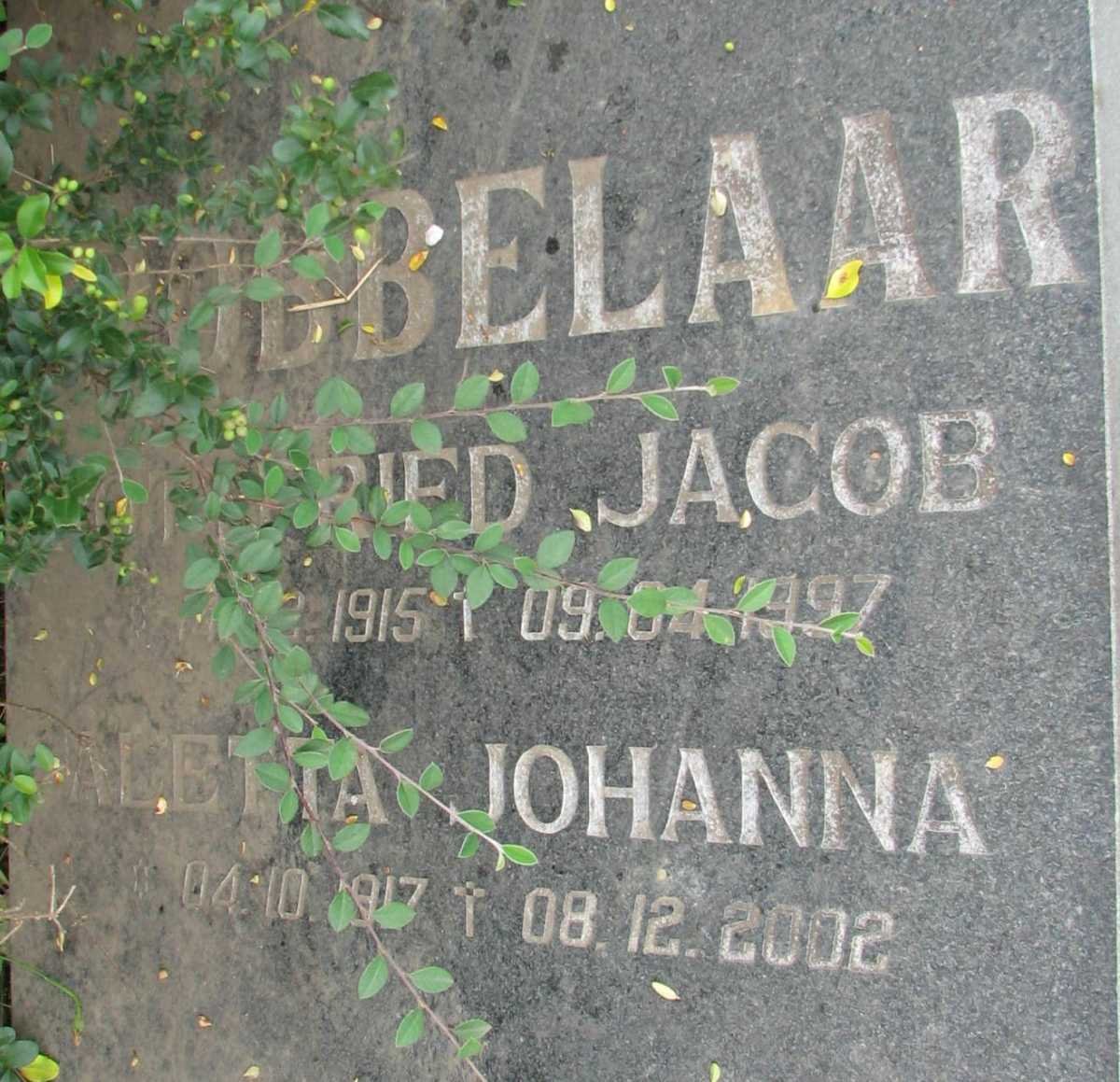GROBBELAAR ?fried Jacob 1915-1997 &amp; Alberta Johanna 1917-2002