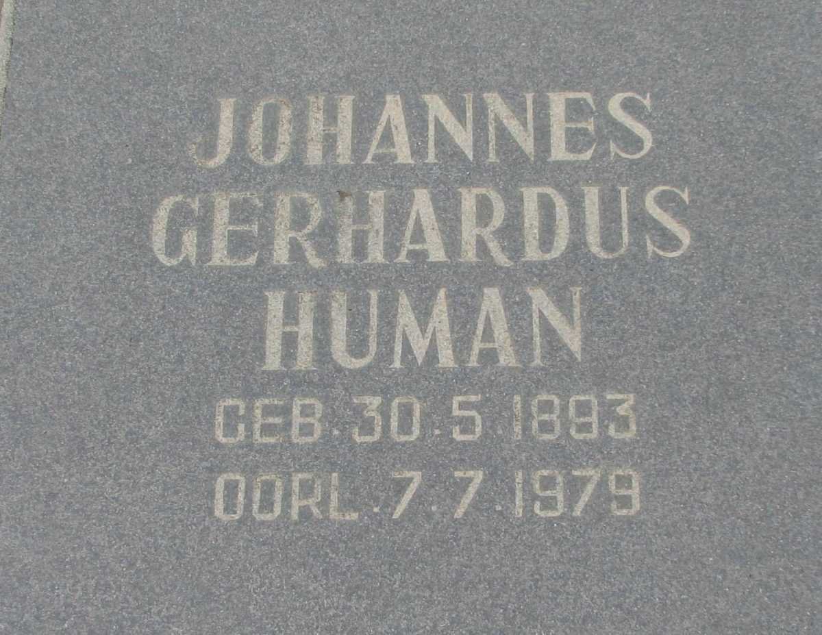 HUMAN Johannes Gerhardus 1893-1979