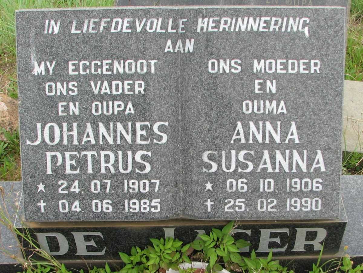 JAGER Johannes Petrus, de 1907-1985 &amp; Anna Susanna 1906-1990