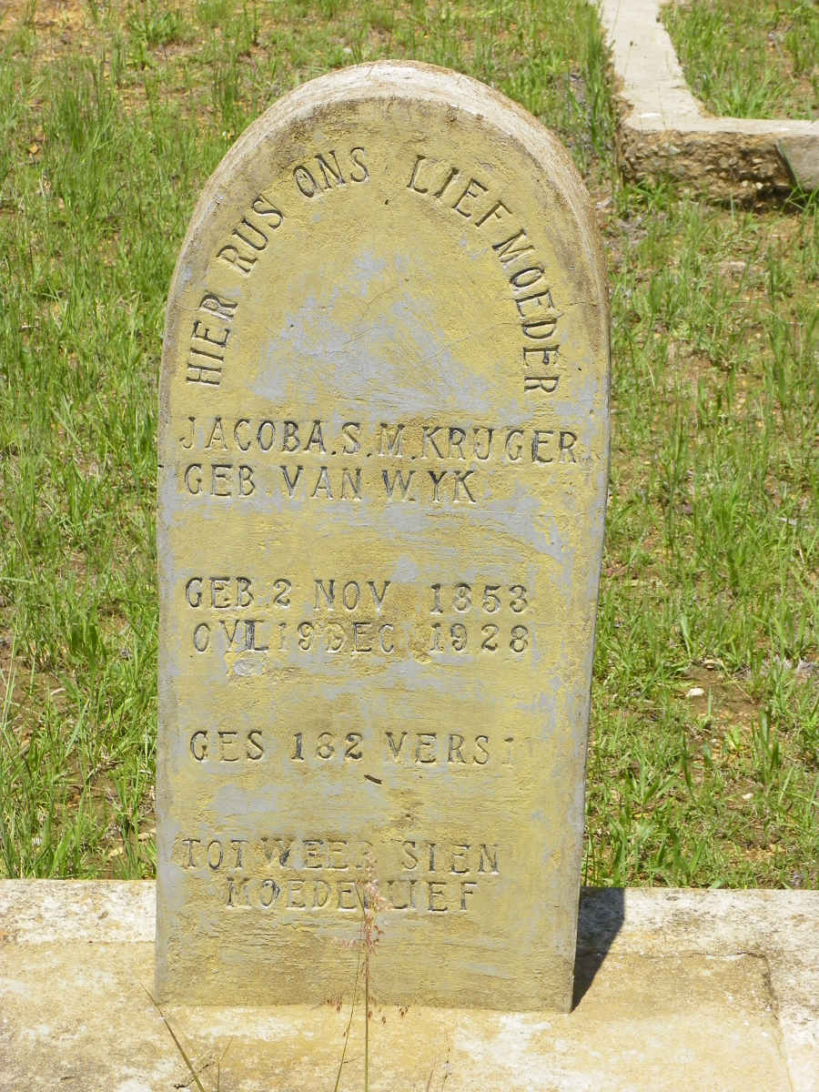 KRUGER Jacoba S.M. nee VAN WYK 1853-1928