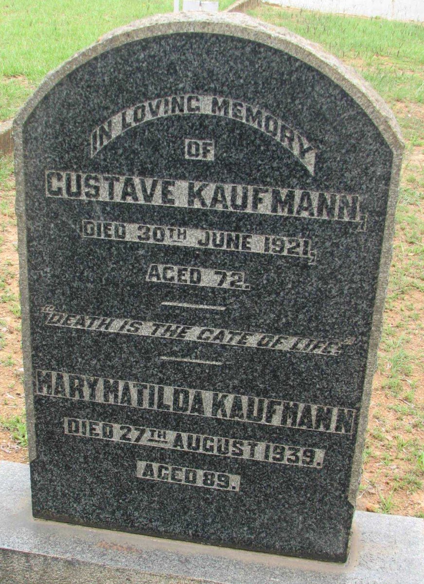 KAUFMANN Gustave -1921 &amp; Mary Matilda -1939
