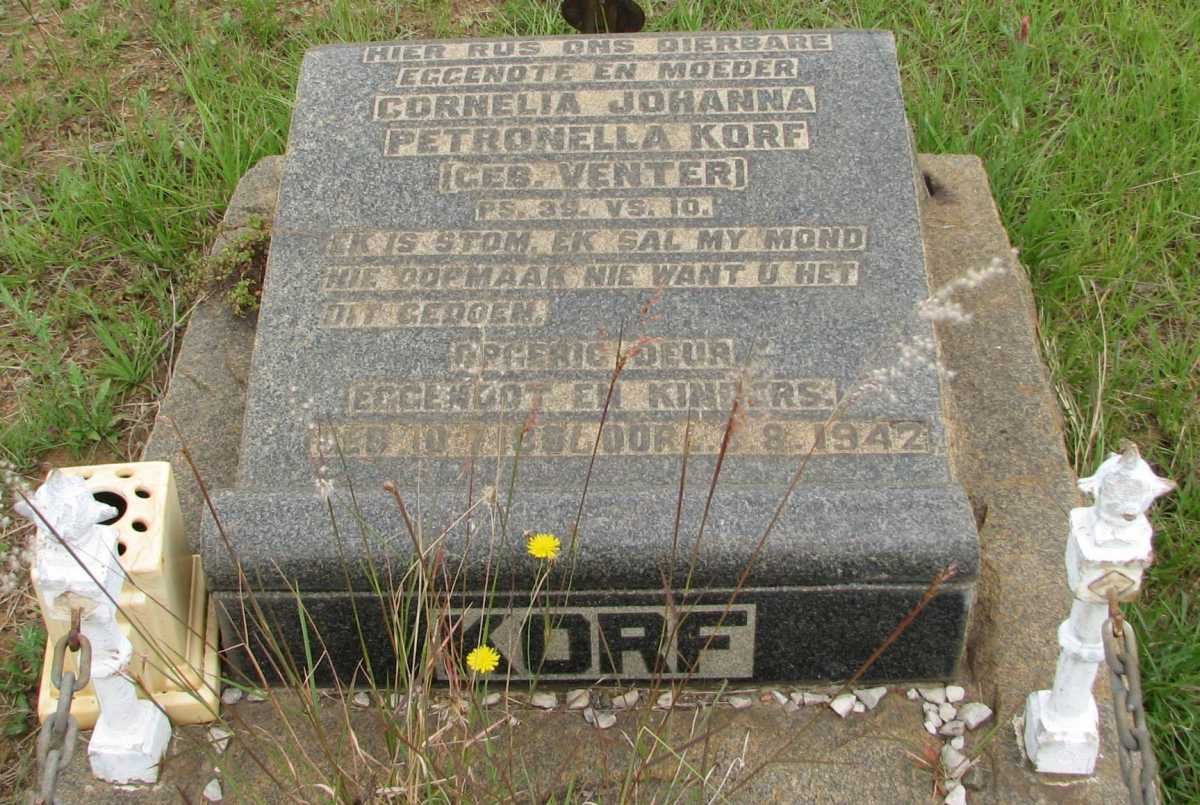 KORF Cornelia Johanna Petronella nee VENTER 1886-1942