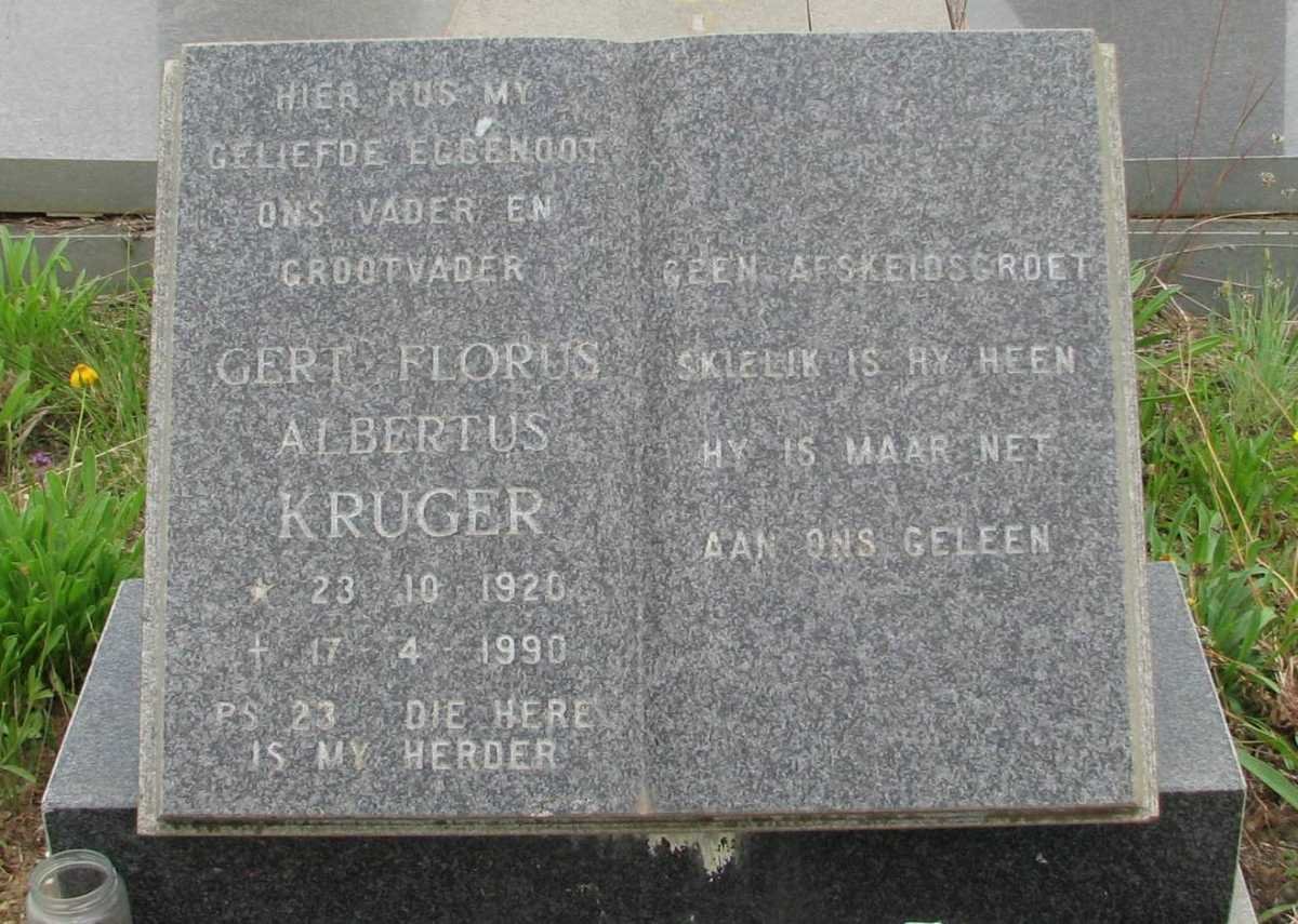 KRUGER Gert Florus Albertus 1926-1990