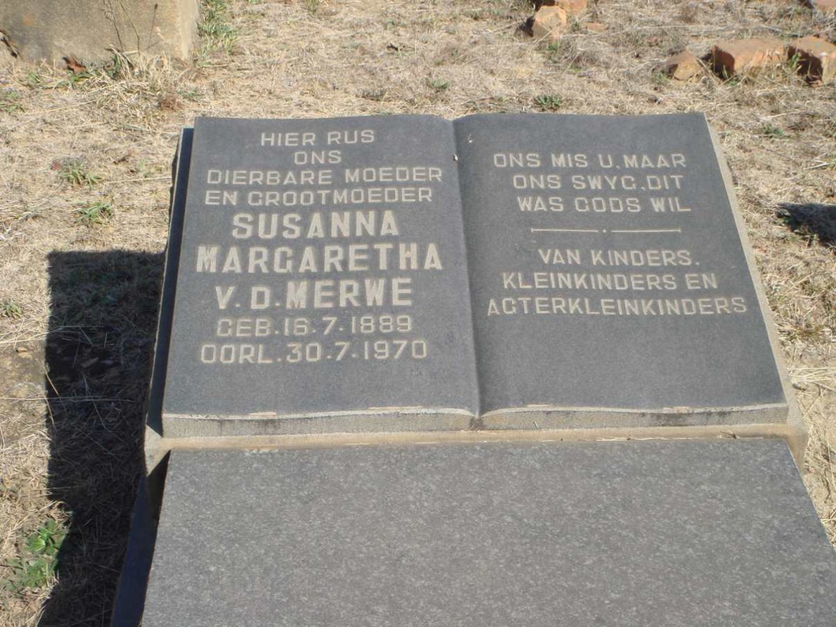 MERWE Susanna Margaretha, v.d. 1889-1970