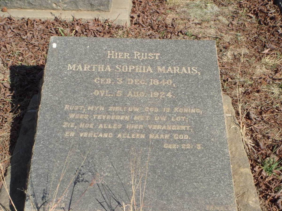 MARAIS Martha Sophia 1840-1924