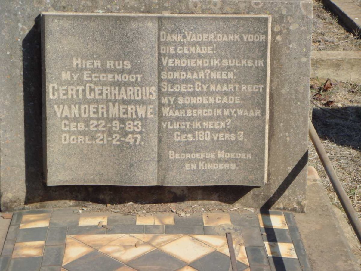 MERWE Gert Gerhardus, van der 1883-1947