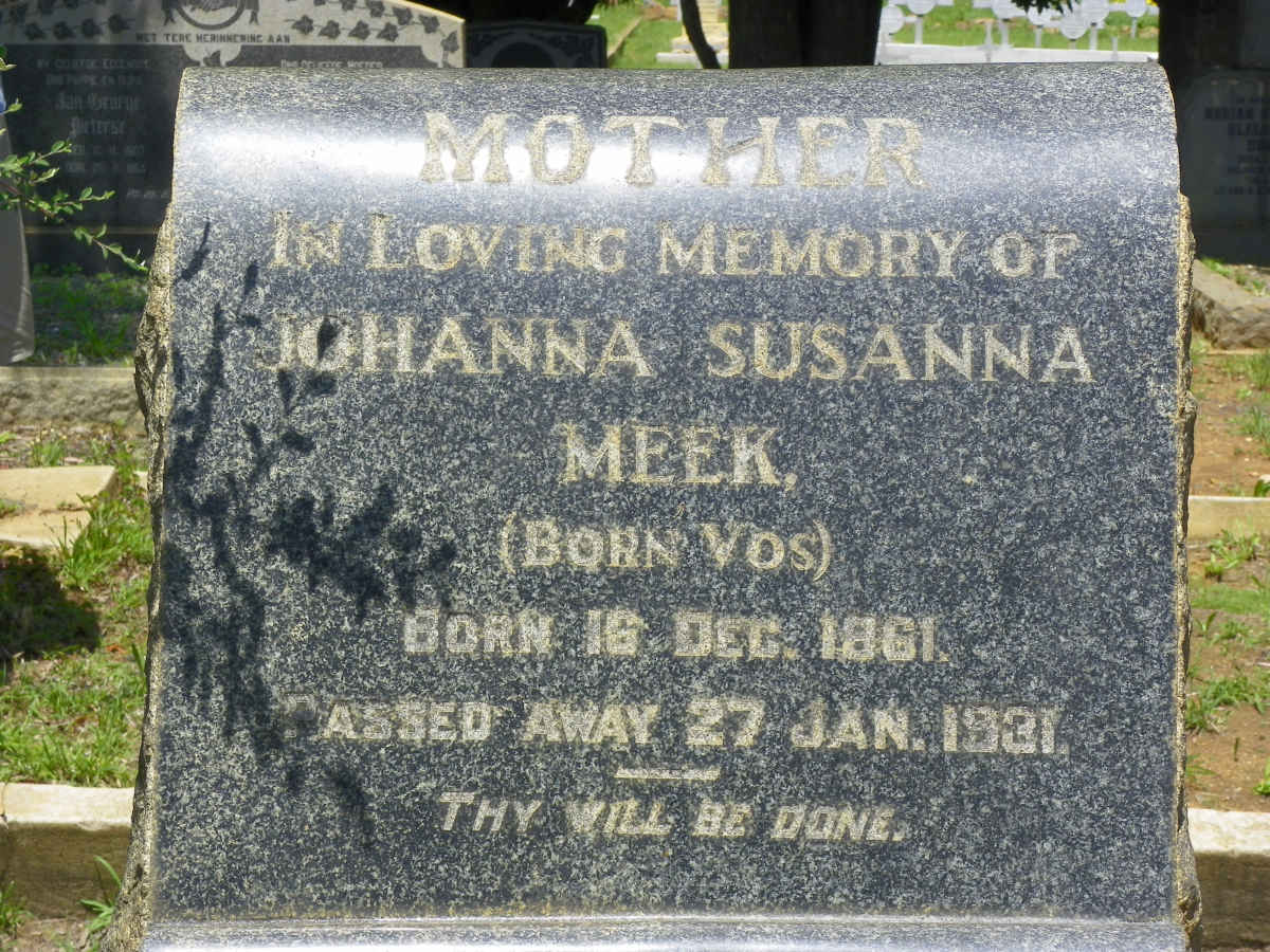 MEEK Johanna Susanna nee VOS 1861-1931