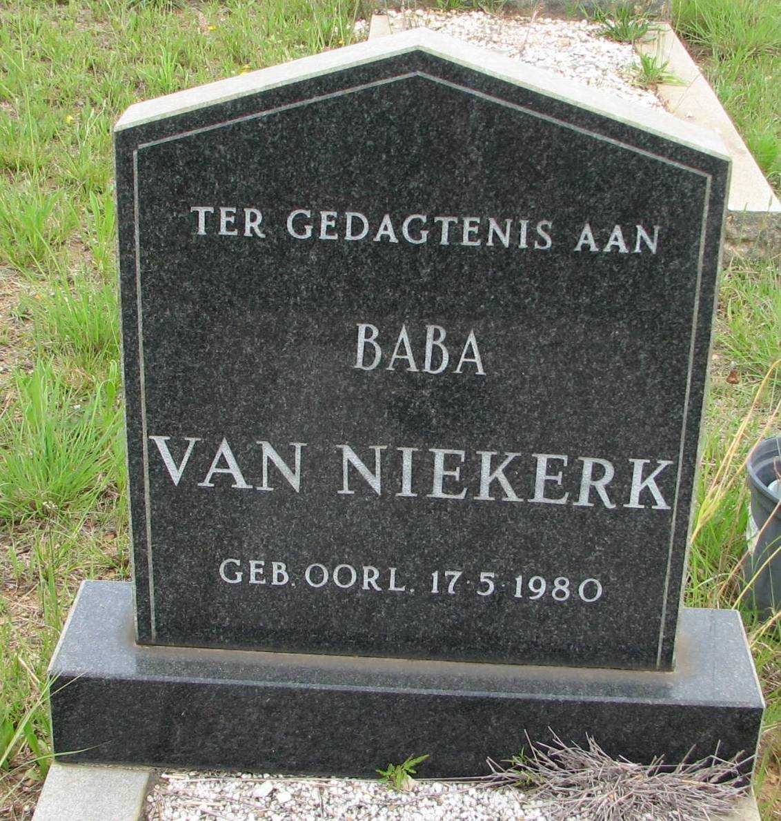 NIEKERK Baba, van 1980-1980