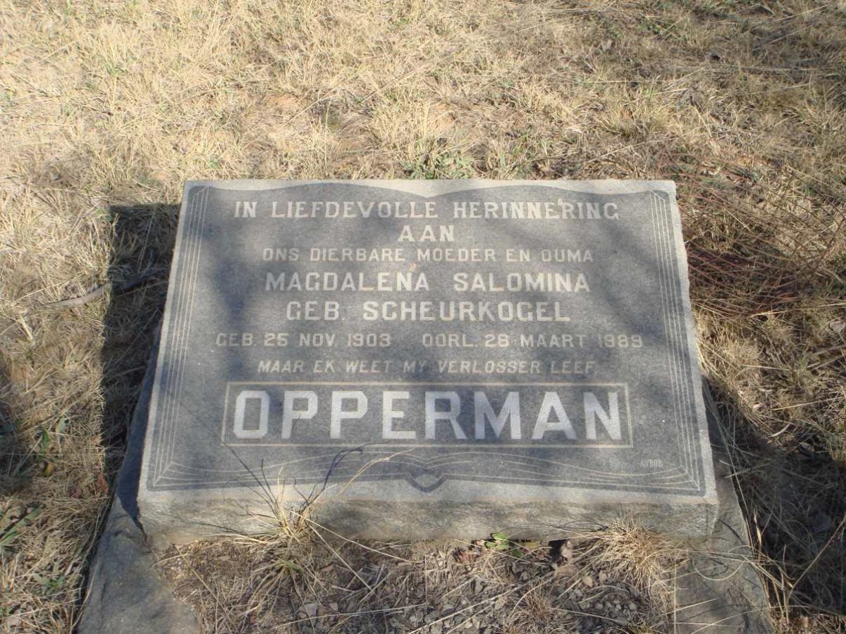 OPPERMAN Magdalena Salomina nee SCHEURKOGEL 1903-1989