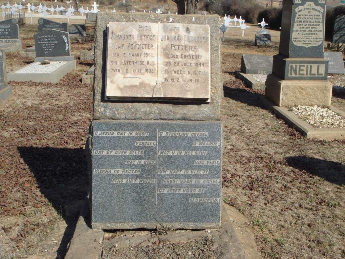 POTGIETER Johannes Petrus Izak 1842-1933 &amp; Johanna Elizabeth DREYER 1844-1942
