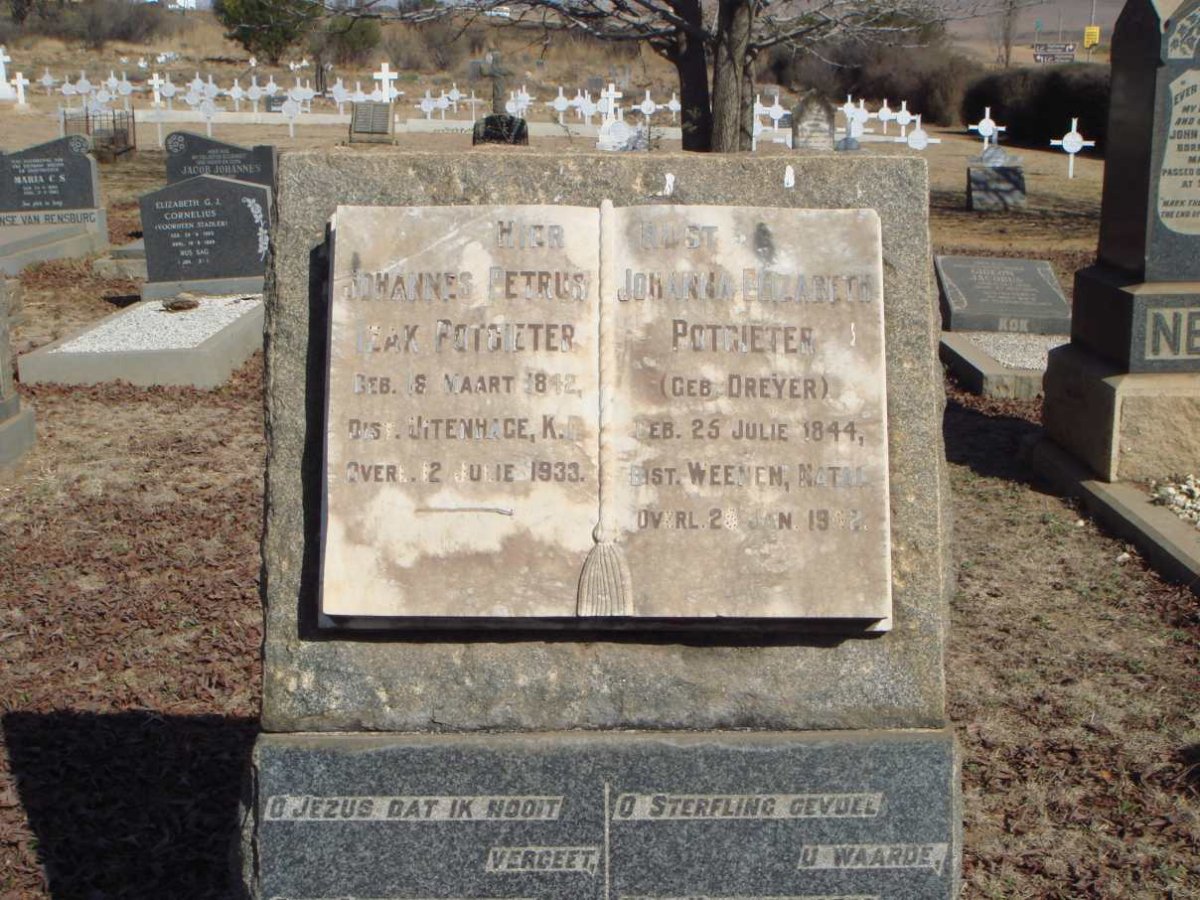 POTGIETER Johannes Petrus Izak 1842-1933 &amp; Johanna Elizabeth DREYER 1844-1942