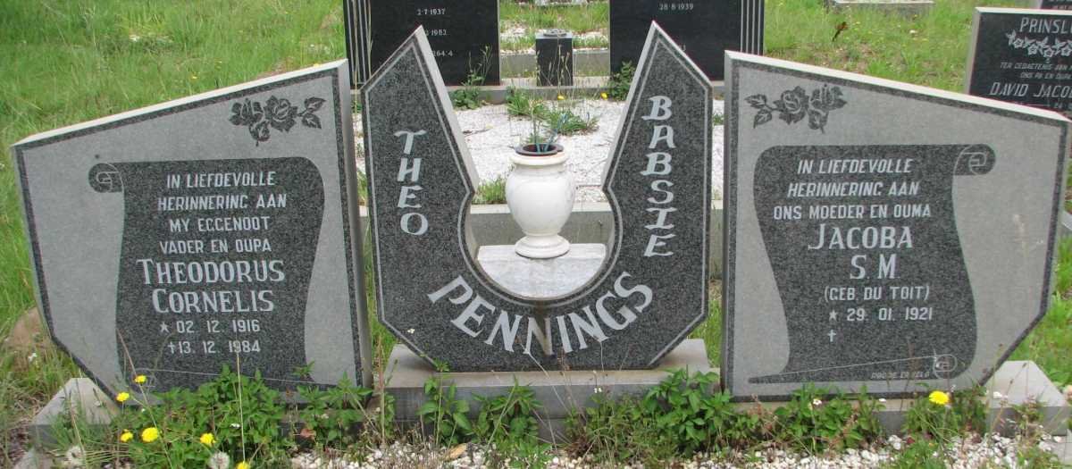 PENNINGS Theodorus Cornelis 1916-1984 &amp; Jacoba S.M. DU TOIT 1921-
