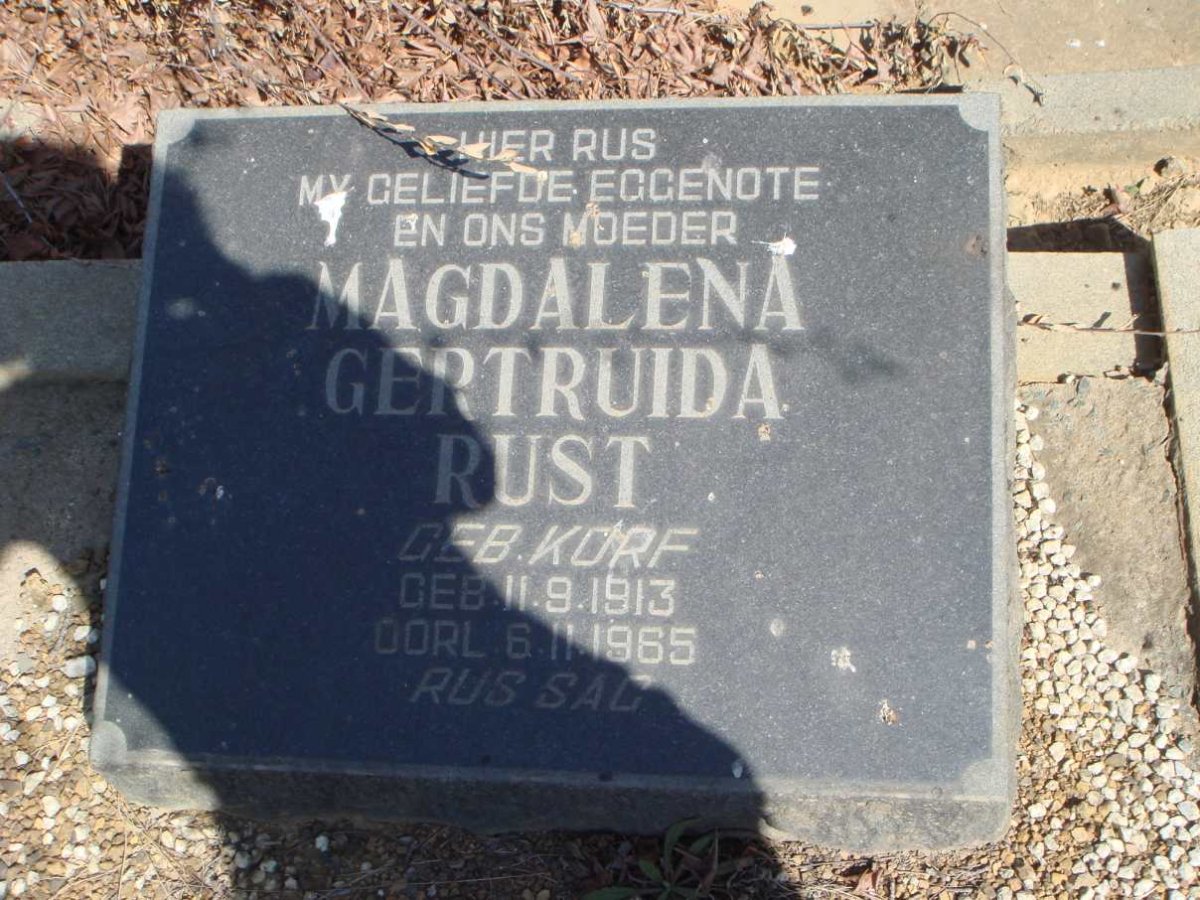 RUST Magdalena Gertruida nee KORF 1913-1965