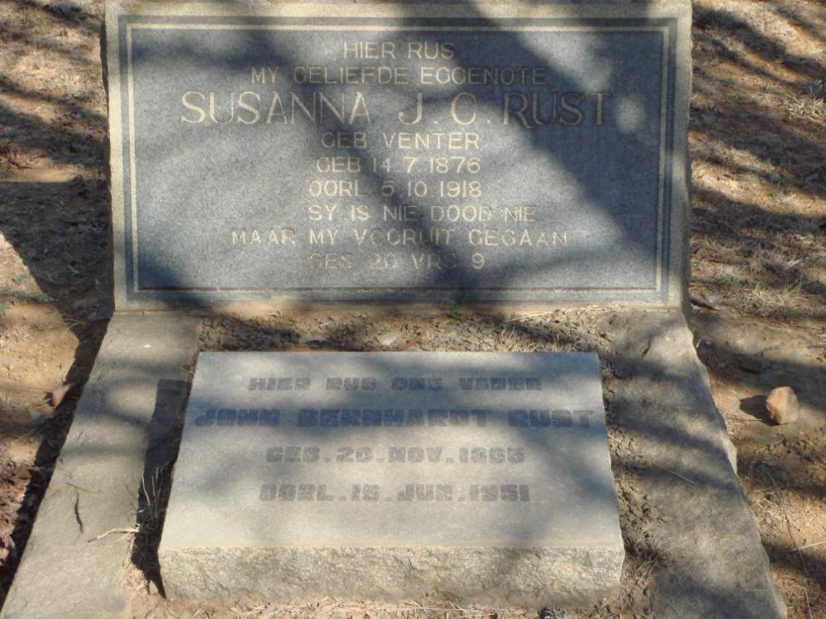 RUST John Bernhardt 1865-1951 &amp; Susanna J.C. VENTER 1876-1918