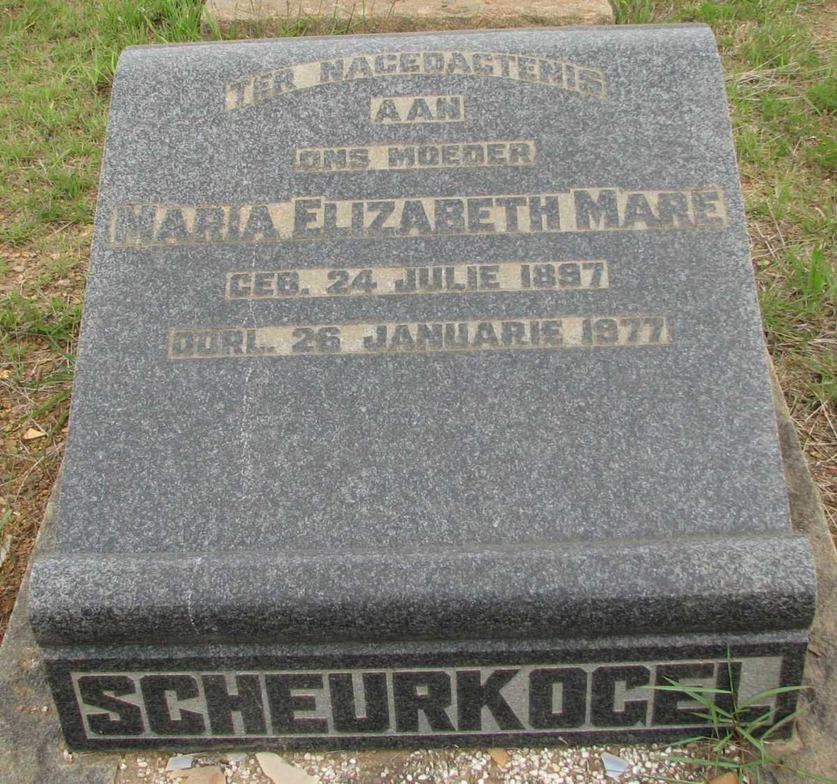 SCHEURKOGEL Maria Elizabeth nee MARE 1897-1977