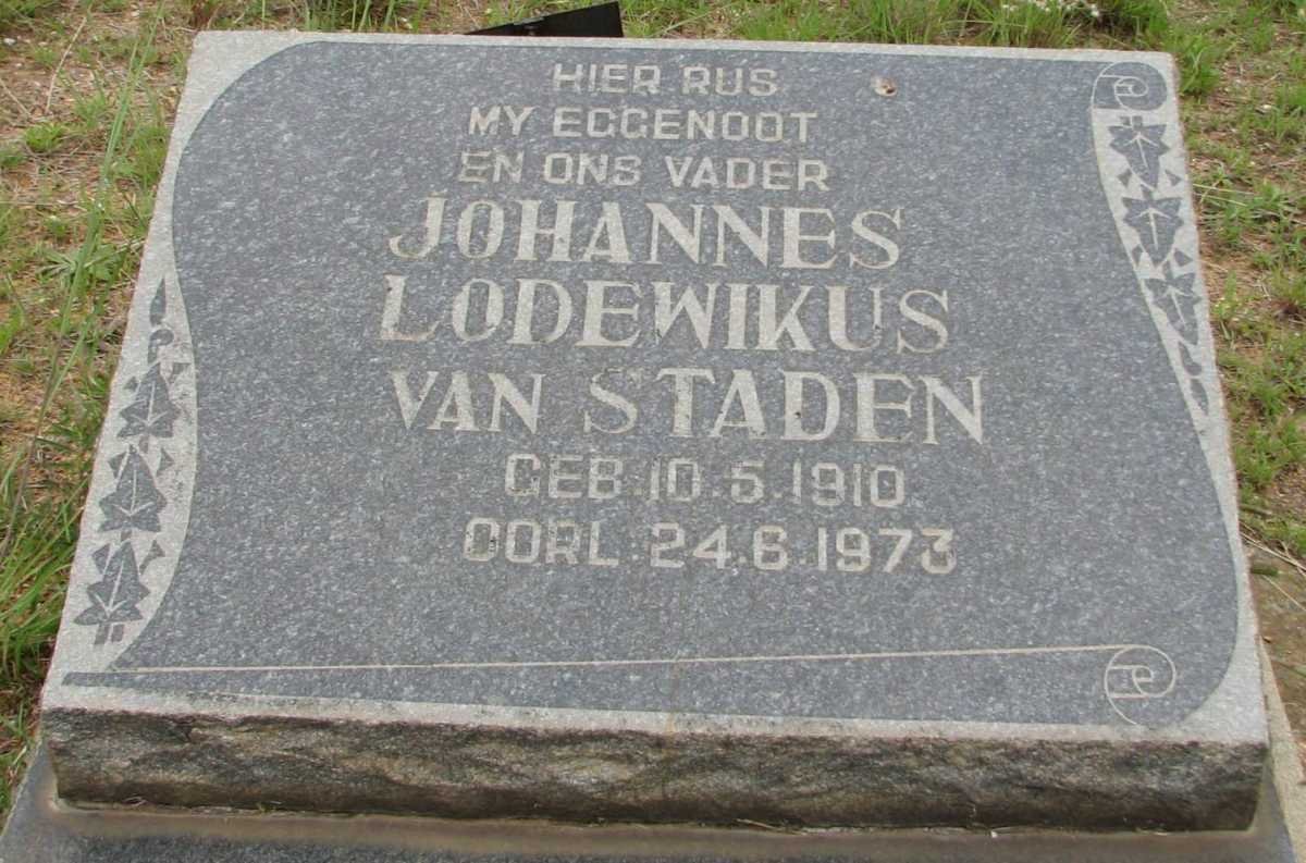 STADEN Johannes Lodewikus, van 1910-1973
