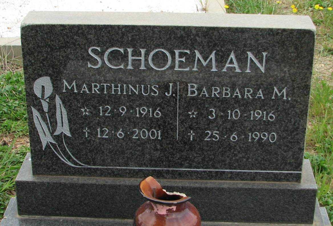 SCHOEMAN Marthinus J. 1916-2001 &amp; Barbara M. 1916-1990