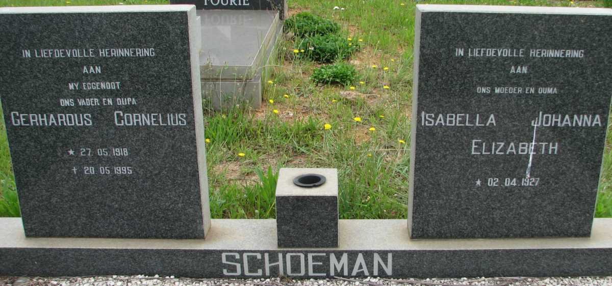 SCHOEMAN Gerhardus Cornelius 1918-1995 &amp; Isabella Johanna Elizabeth 1927-