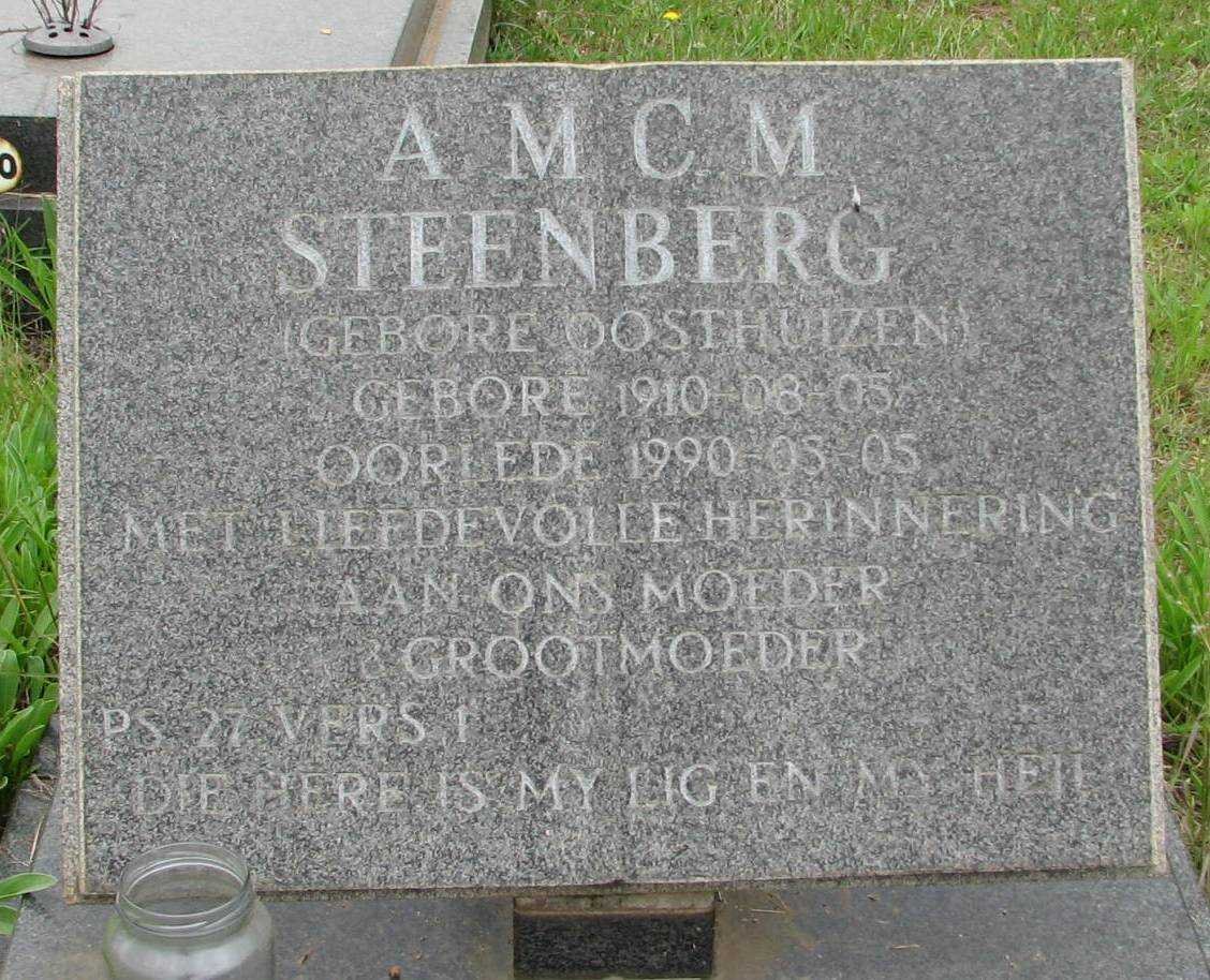 STEENBERG A.M.C.M. nee OOSTHUIZEN 1910-1990