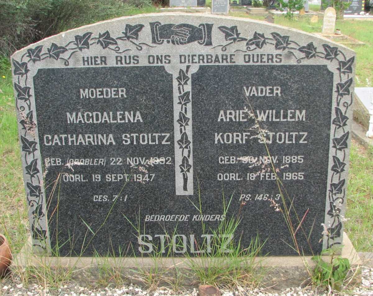 STOLTZ Arie Willem Korf 1885-1965 &amp; Magdalena Catharina GROBLER 1892-1947
