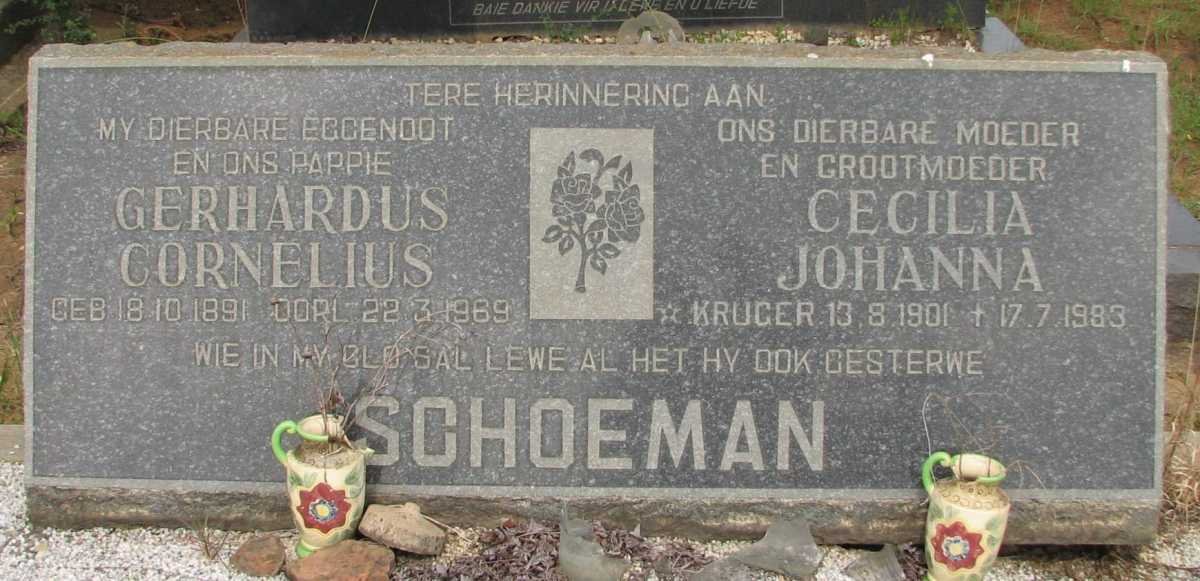 SCHOEMAN Gerhardus Cornelius 1891-1969 &amp; Cecilia Johanna KRUGER 1901-1983