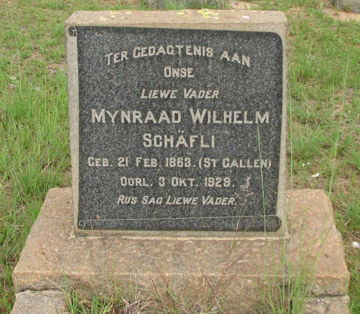 SCHÄFLI Mynraad Wilhelm 1863-1929