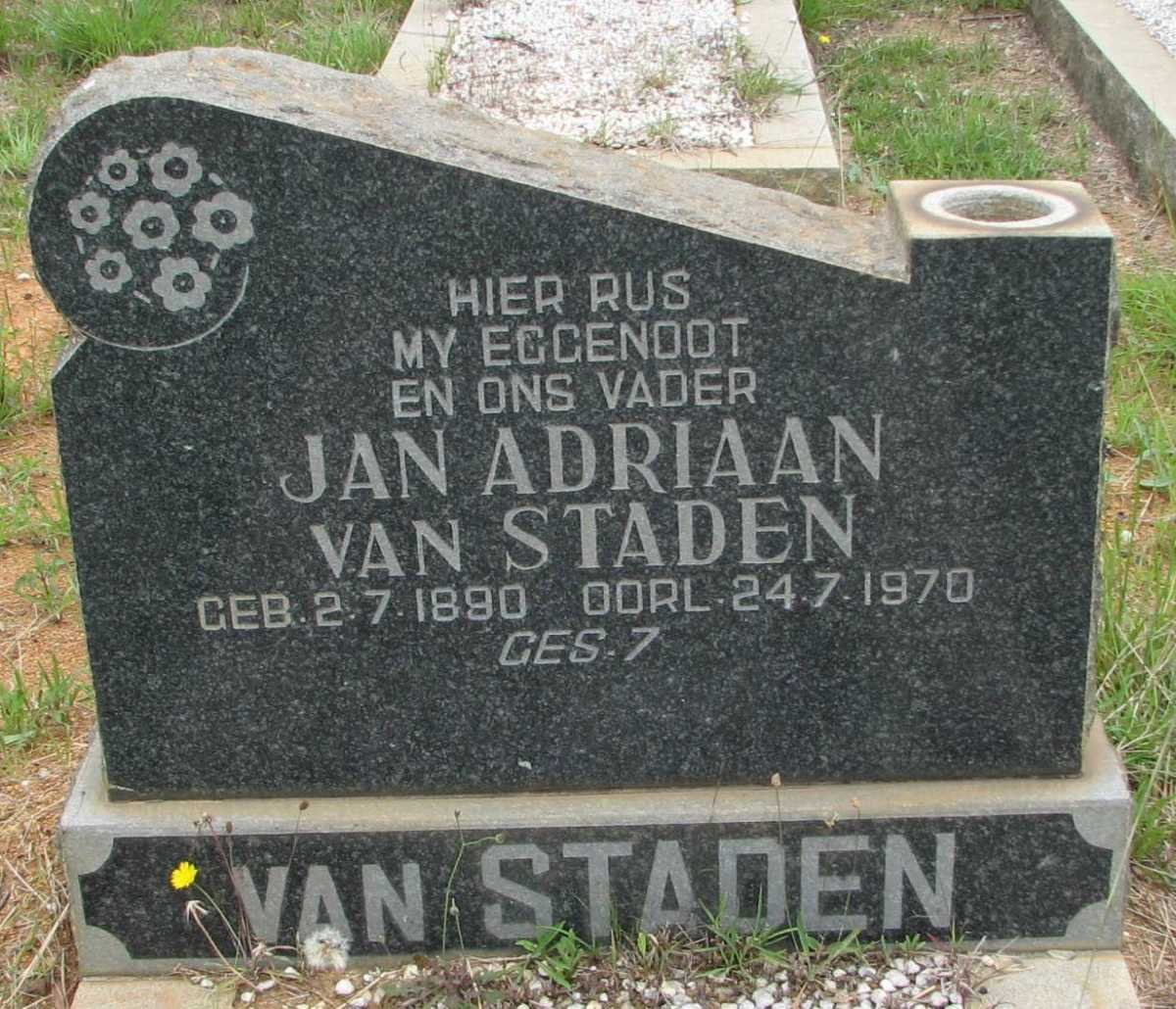 STADEN Jan Adriaan, van 1890-1970