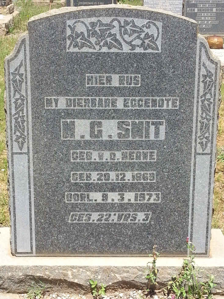 SMIT M.G. nee V.D. MERWE 1869-1973