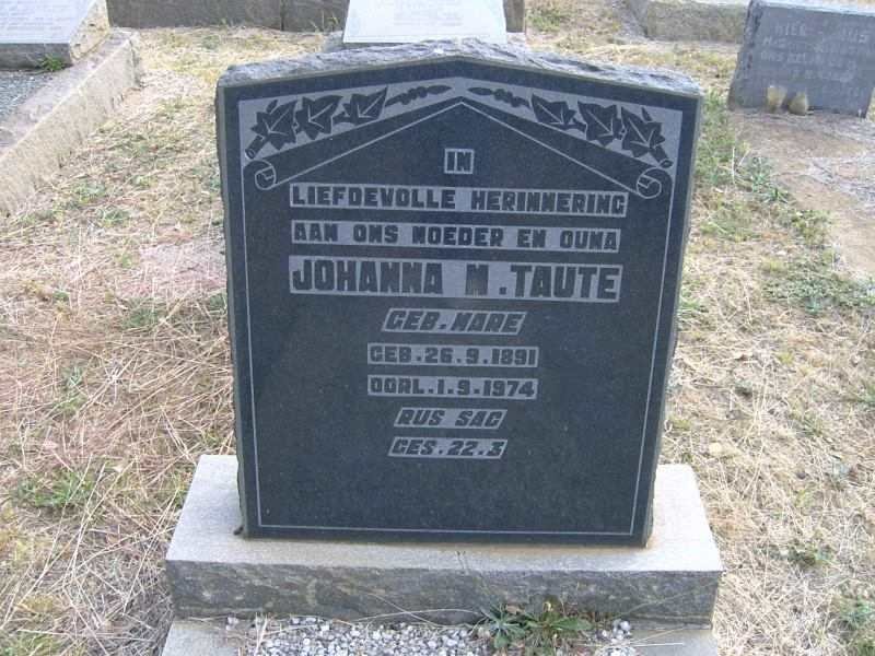 TAUTE Johanna M. nee MARE 1891-1974