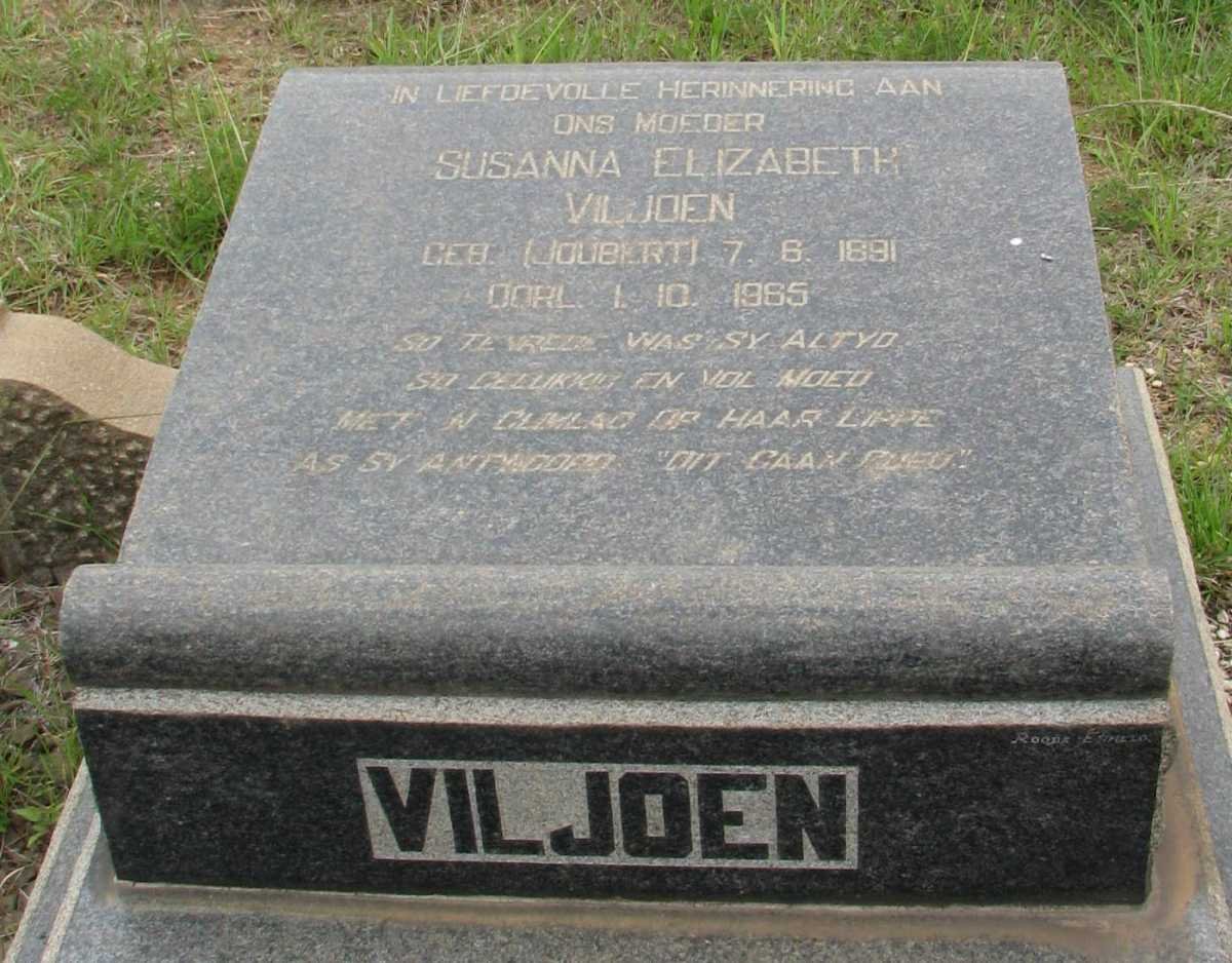 VILJOEN Susanna Elizabeth nee JOUBERT 1891-1965